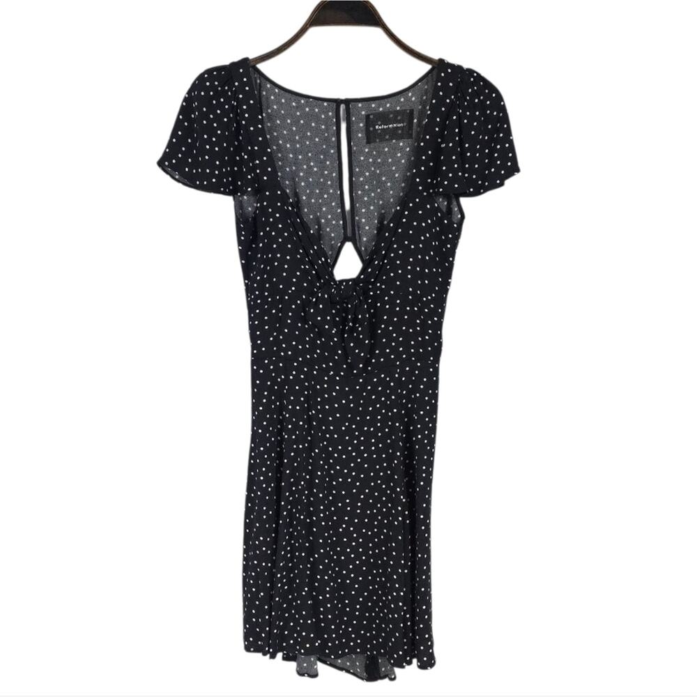Reformation Elio Mini Dress Polka Dot Print Flutter Cap Sleeve - Picture 4 of 13